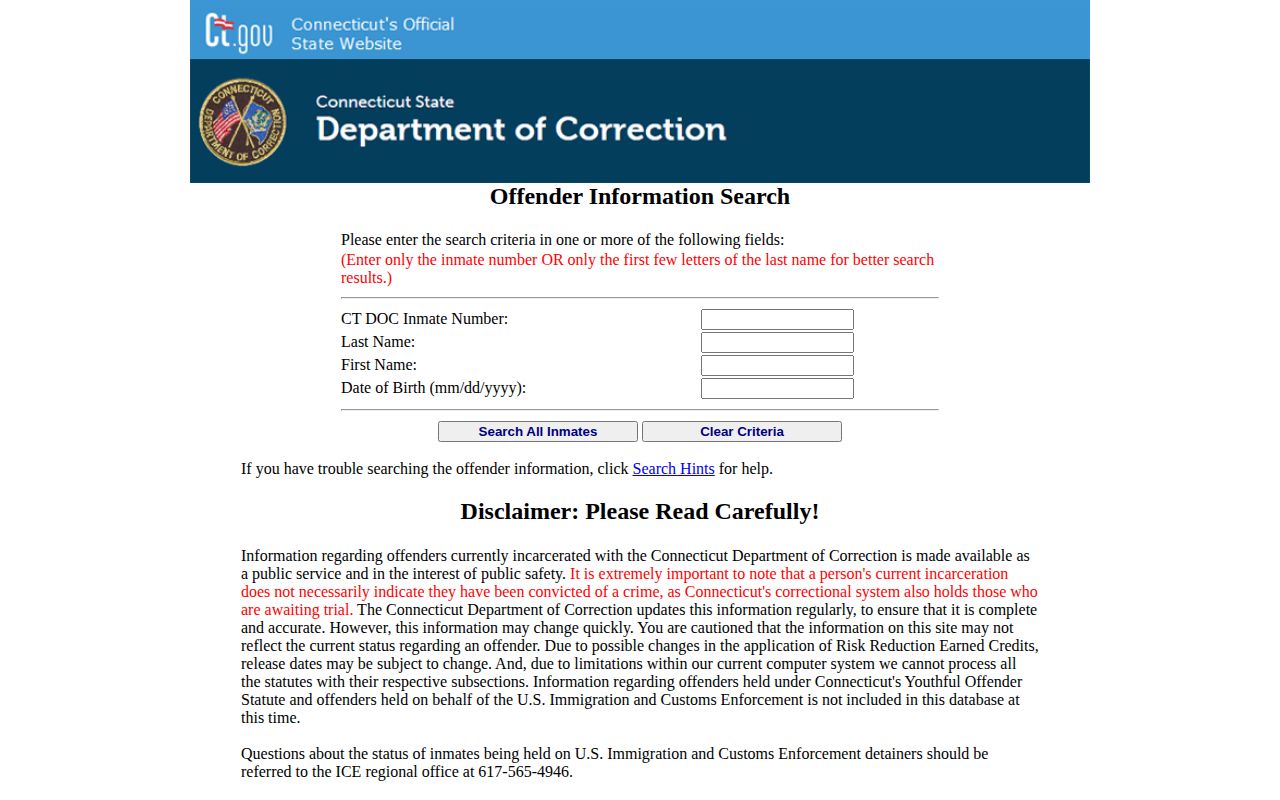 West Haven County released inmate Connecticut DOC search
