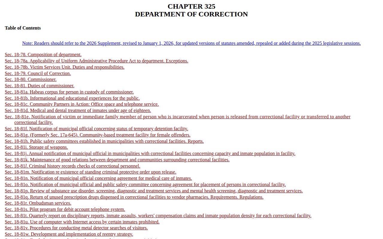 West Haven inmate release date good conduct credit statute